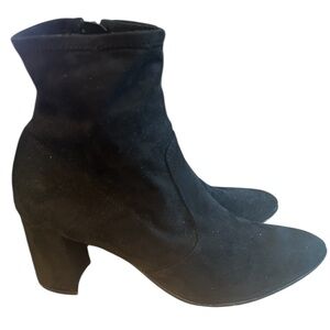 Nine West Women's LUELLA Black Fabric High Heel Ankle Boots. Size 9.5